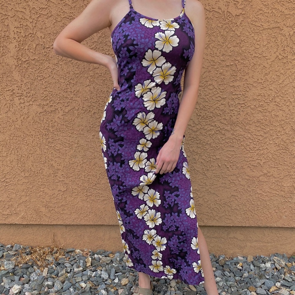 🌈 Hawaiian Original deep purple Midi Dress🌈
